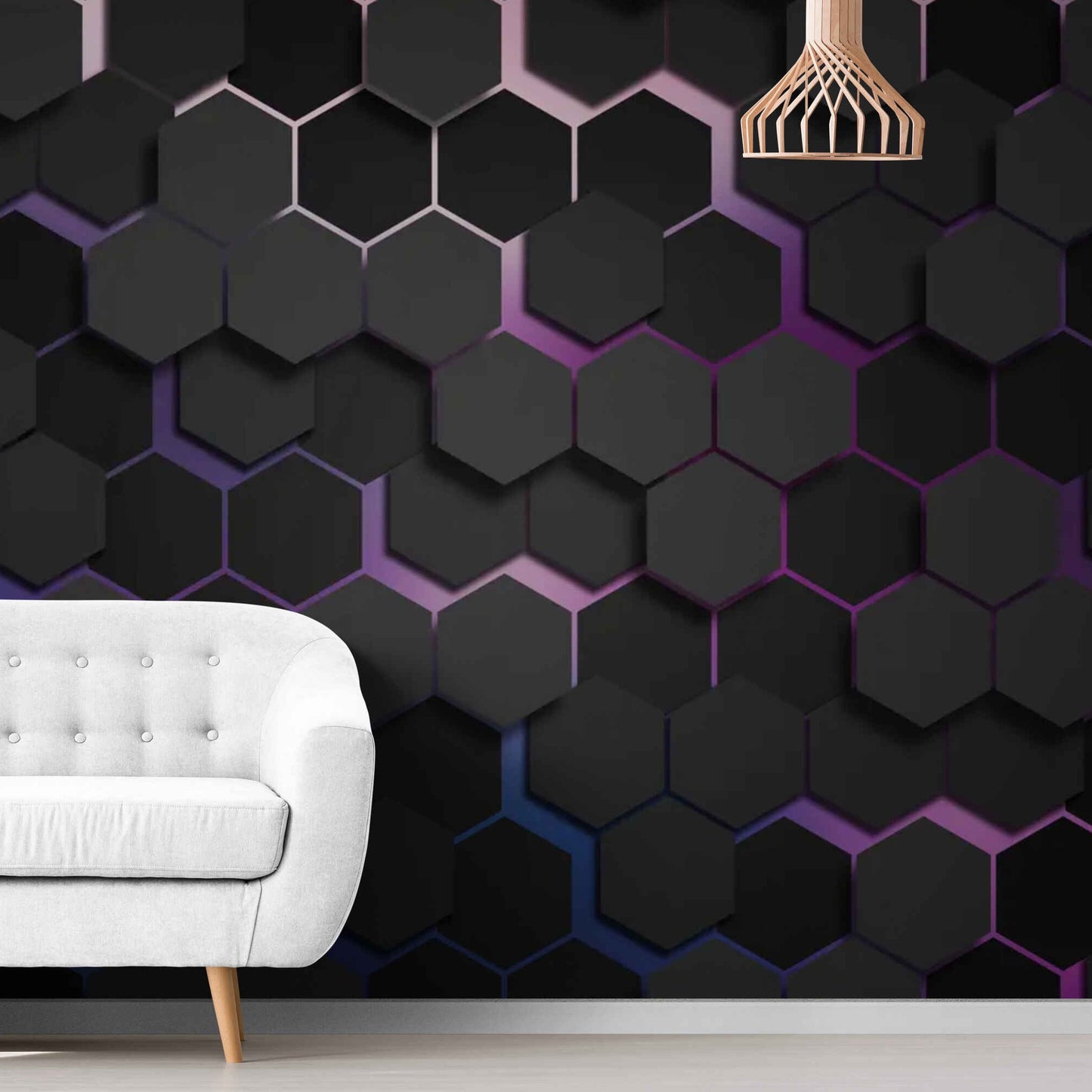 3D Neon Wallpaper for Game Room – Vibrant and bold design with dynamic 3D effects, available in peel-and-stick or traditional installation options.