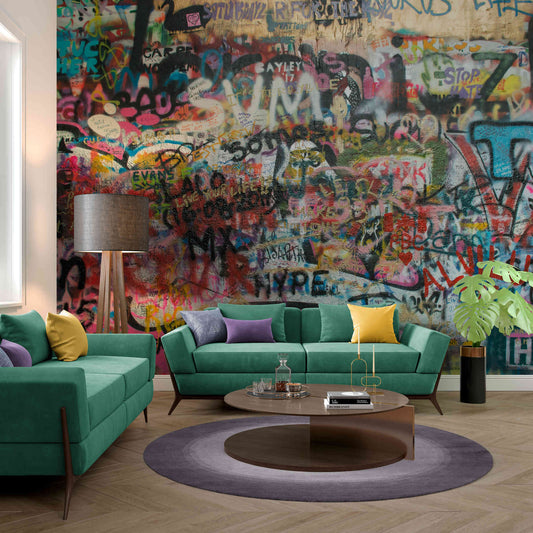 Dynamic Street Art: Easy-to-Apply Peel and Stick Graffiti Wallpaper for an Urban Edge in Any Room