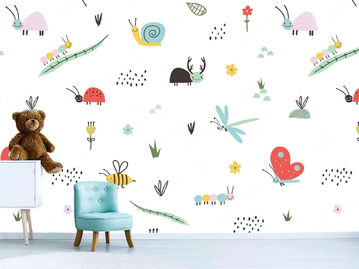 Adorable insect-themed wallpaper - cute and colorful patterns.