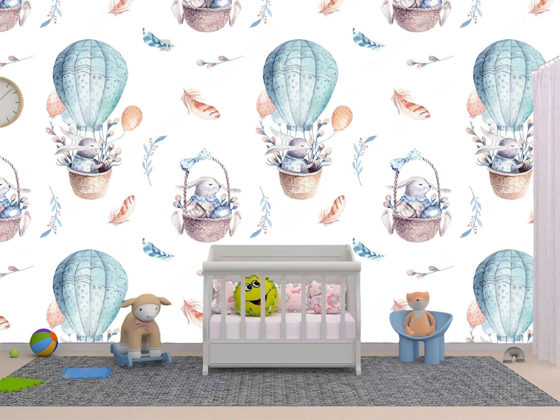 Whimsical balloon theme bedroom wallpaper, creating a delightful and imaginative ambiance.