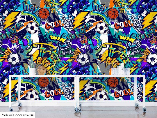 basketball photo wallpaper mural for teenage bedroom decoration