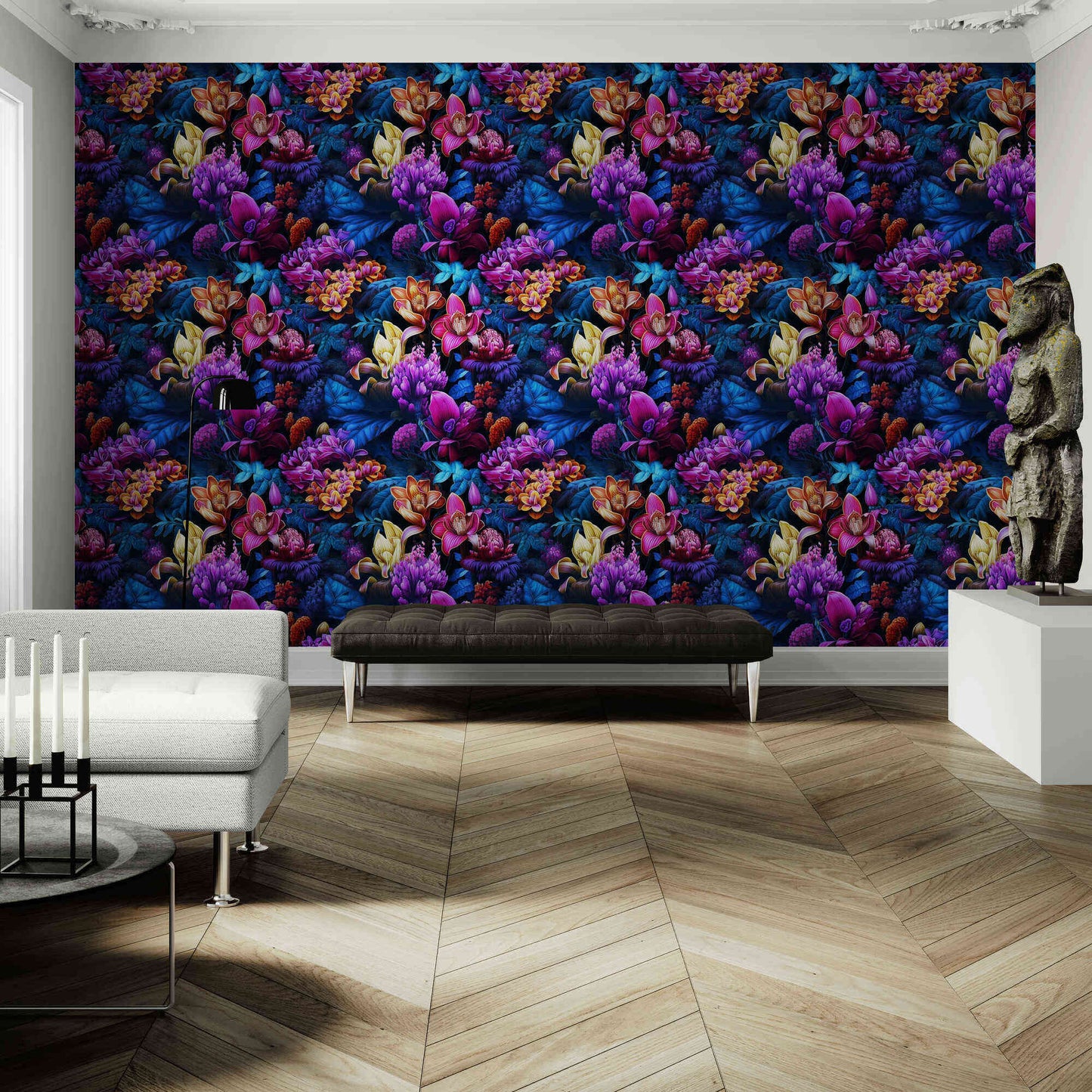 Botanic Flowers Wallpaper Wall Decor showcases a stunning display of colorful and vibrant floral designs, perfect for enhancing any room with natural beauty.