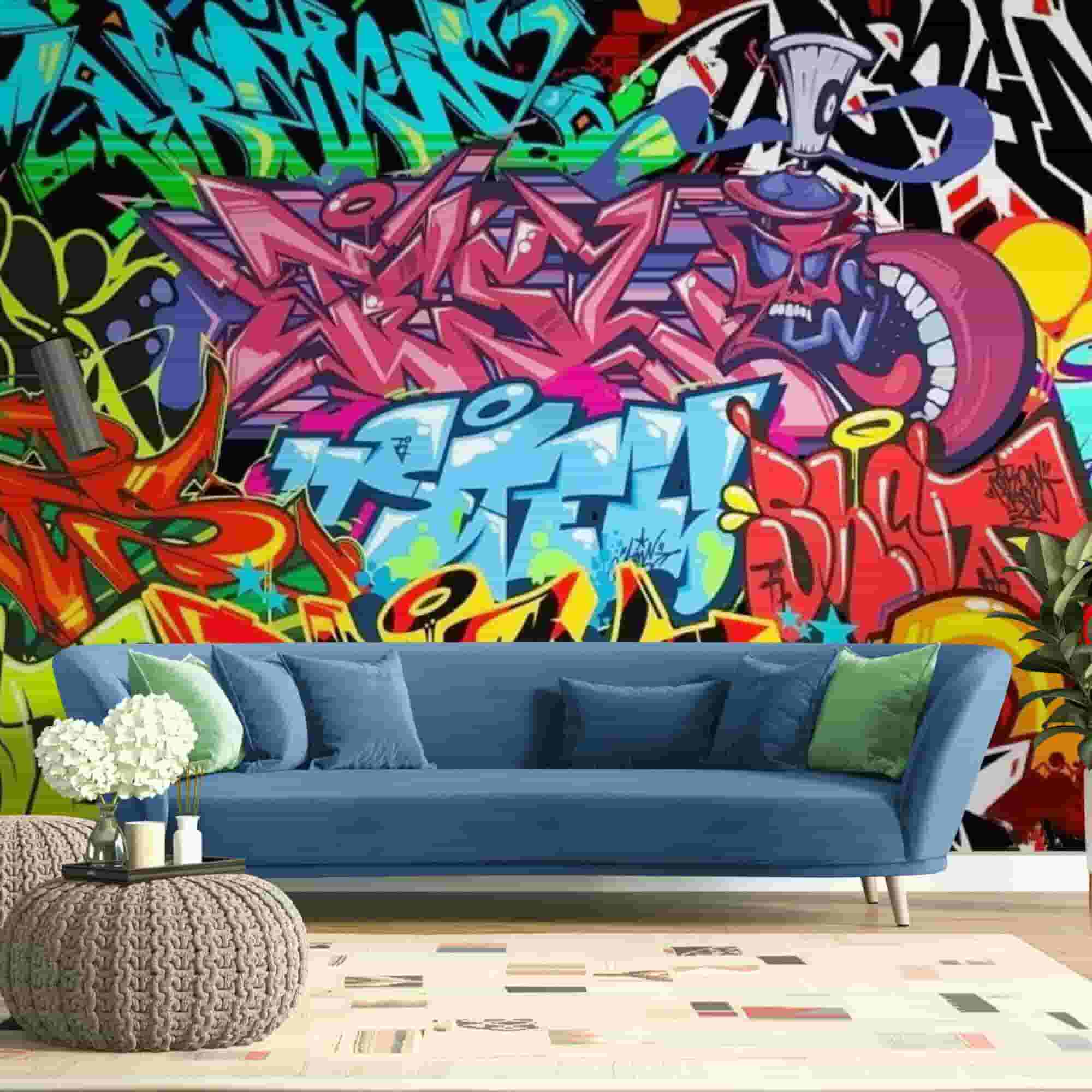 Colorful Graffiti Wallpaper Interior Design for AccentWallpapers ...