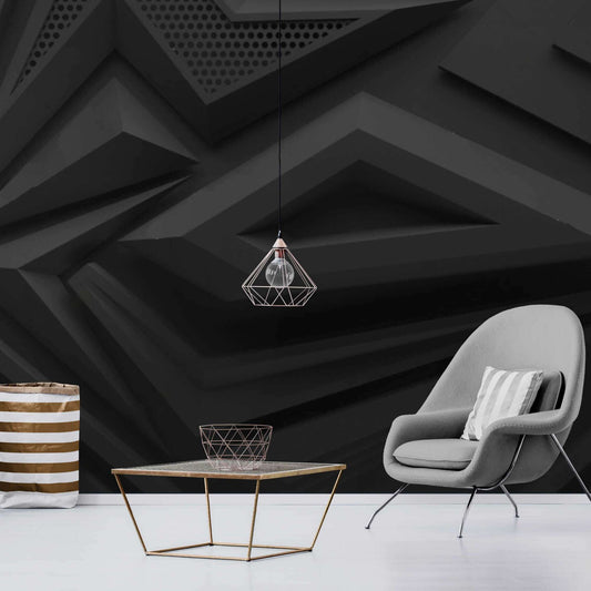 Dark 3D wallpaper mural showcasing depth and dimension, transforming the space with captivating visuals.