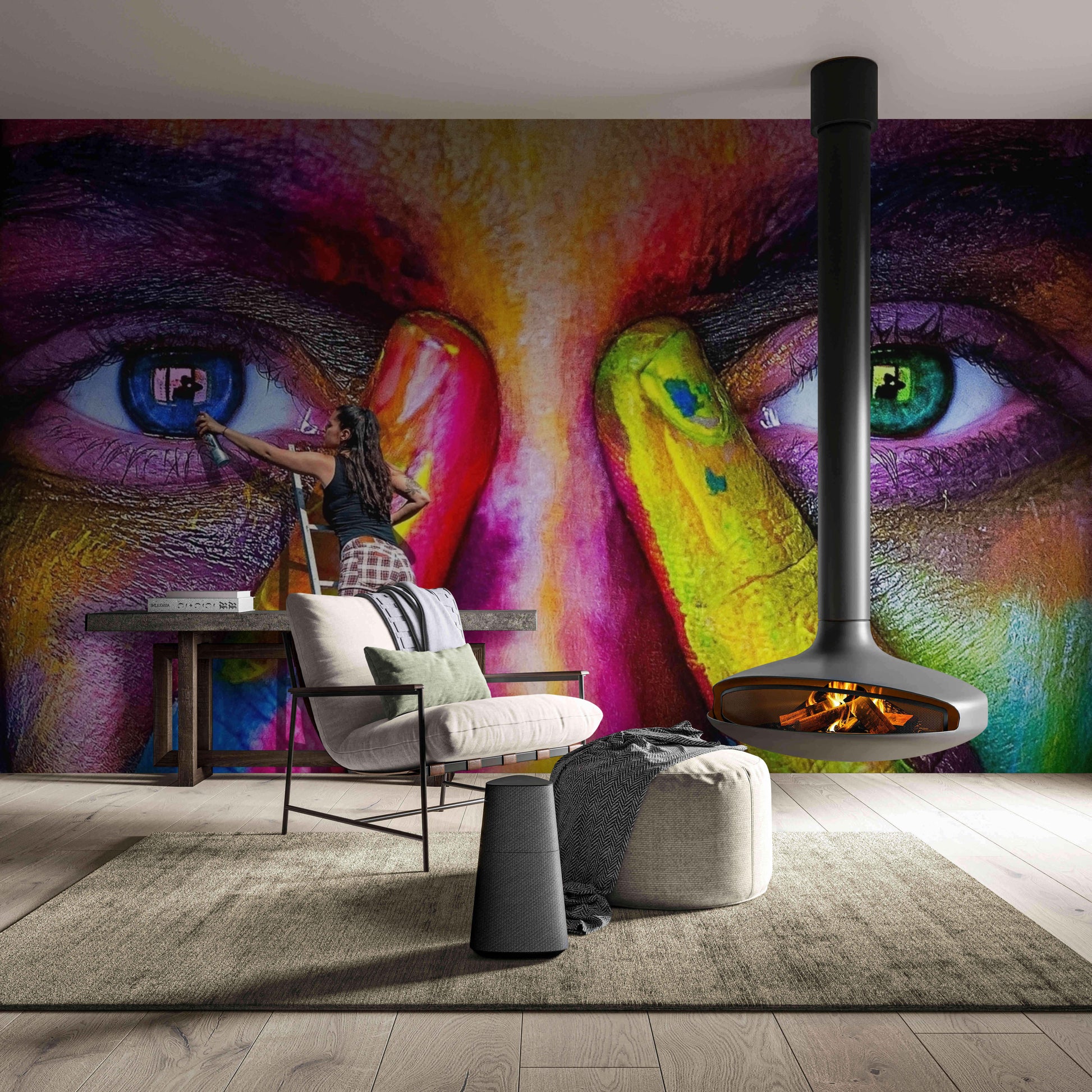 Dynamic artistry in removable graffiti wallpaper, perfect for transformative spaces.
