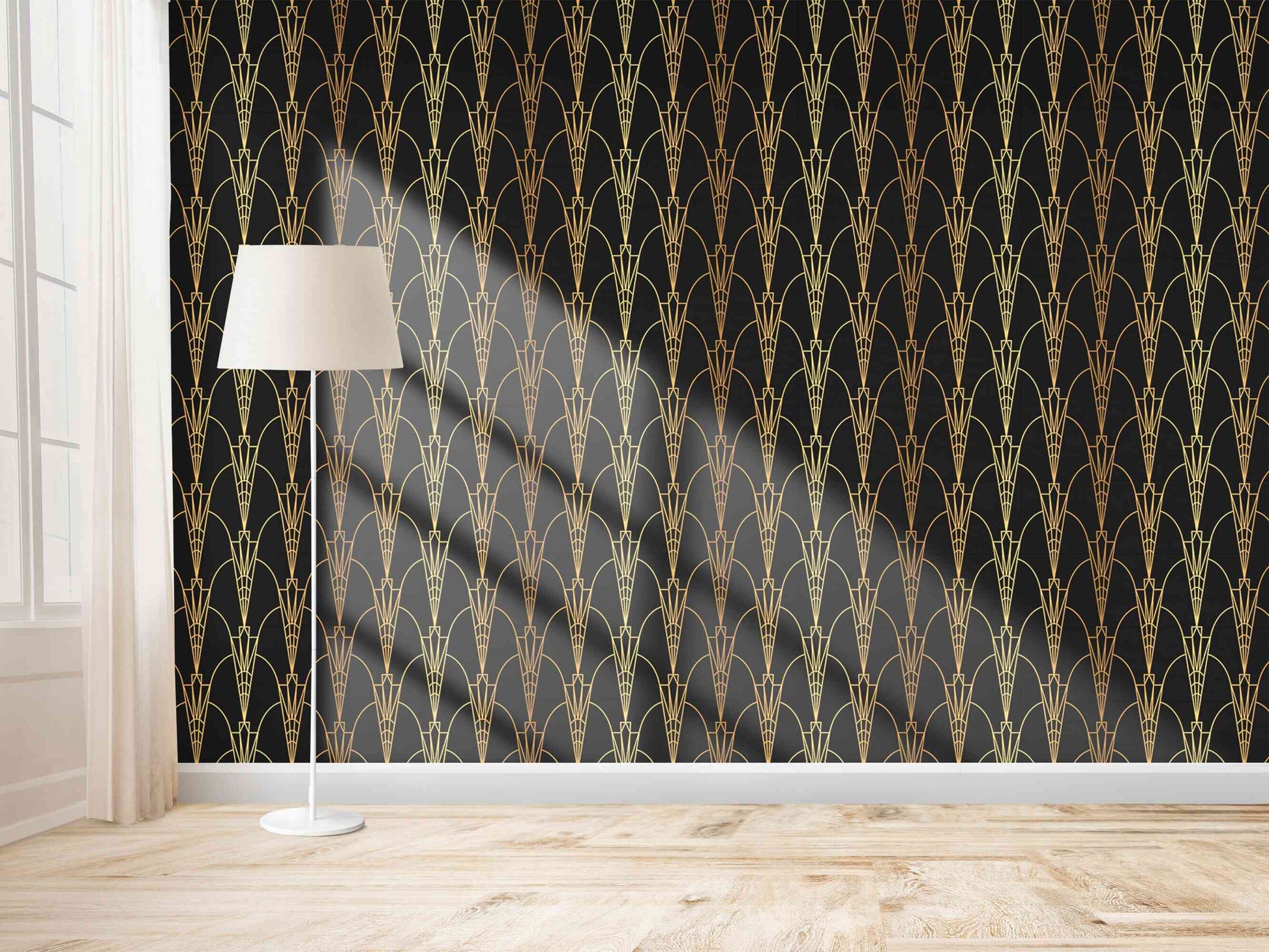 Elegant living room wall design achieved with our luxury wallpaper.
