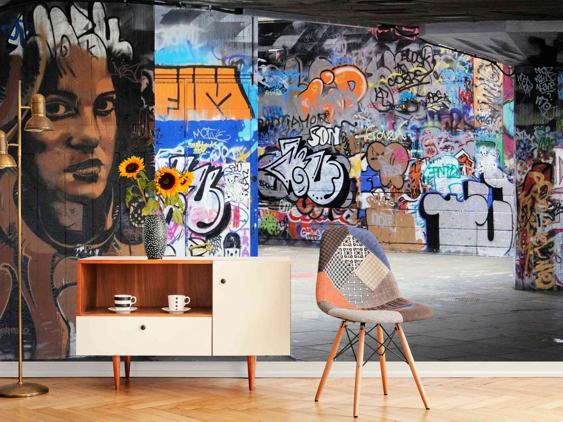 An explosion of color and creativity with this cool street graffiti art mural, igniting walls with urban flair.