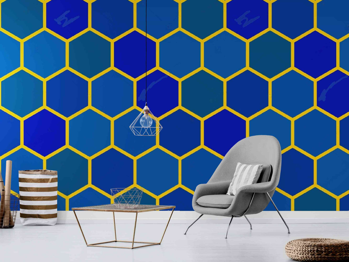 Blue Honeycomb Pattern Wallpaper for wall design