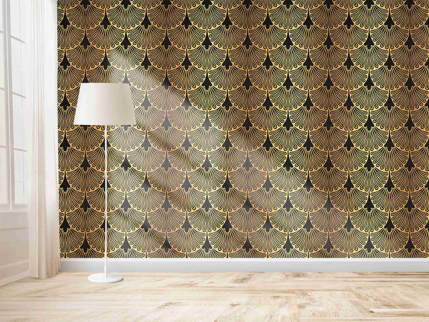 Elegant wall mural with a captivating pattern, creating a sophisticated ambiance.