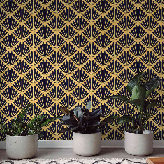 Luxury wallpaper enhancing an accent wall with its opulent design.