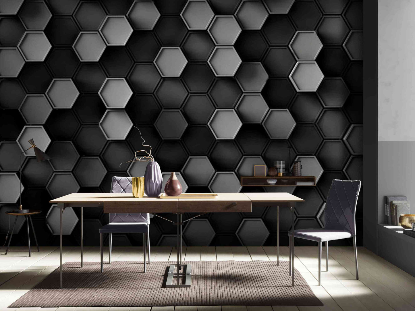 Modern hexagons art wallpape