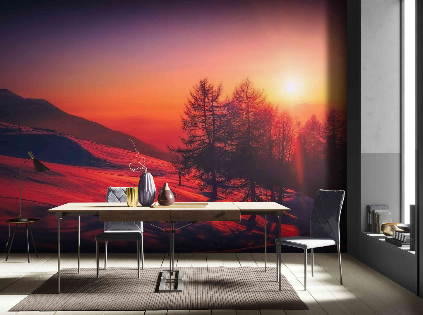 Mountains Sunset Wall Mural Wallpaper Peel and Stick