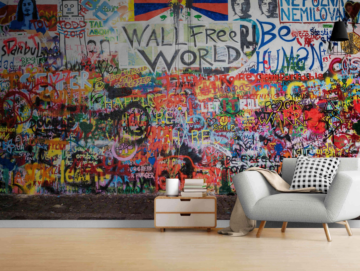 Easy to Apply Removable Graffiti Wallpaper for Stylish Interiors