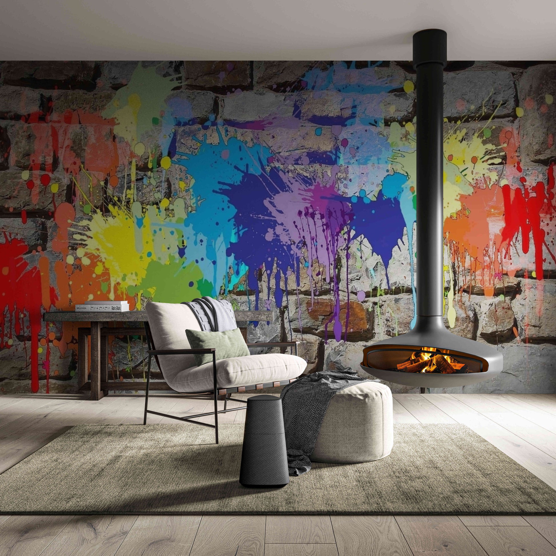 Lifelike street art portrait captured on peel and stick graffiti photo wallpaper, transforming spaces with artistic flair.