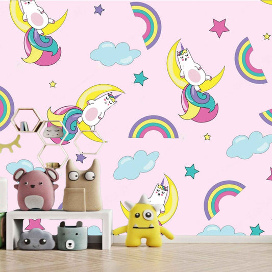 Unicorn wallpaper design perfect for a baby girl's nursery