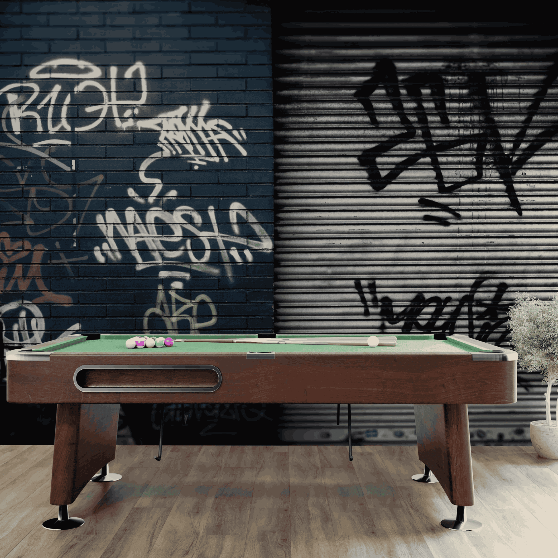 graffiti-inspired peel and stick wallpaper for an inspiring home office.