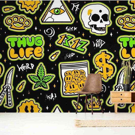 Urban Graffiti Wallpaper Mural for Boys' Bedrooms - Self-Adhesive Wall Paper