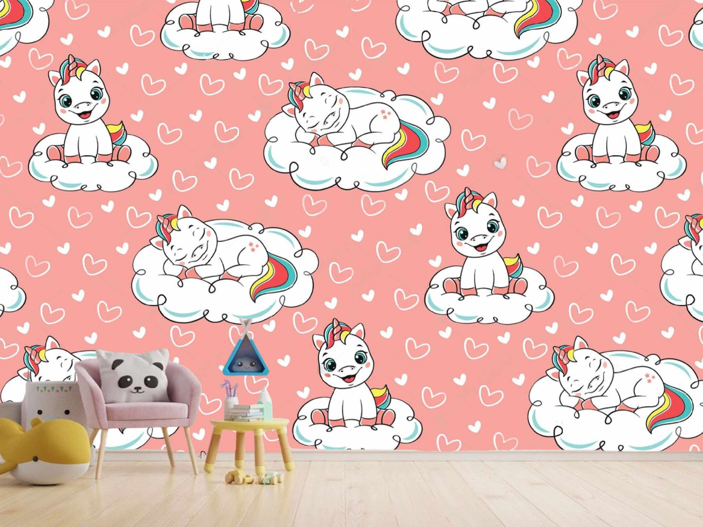 Whimsical unicorn wall decor in a kids' room, sparking imagination and joy.
